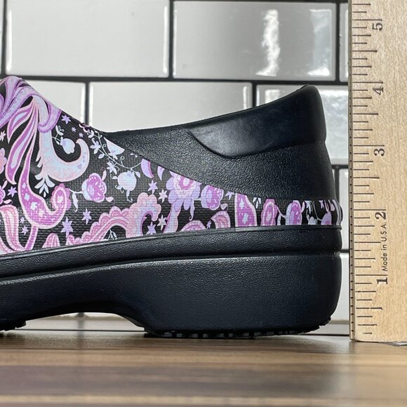 CROCS Neria Pro ll Womens 7 Shoes Multicolor Paisley Floral Graphic Work Clogs - Picture 10 of 14